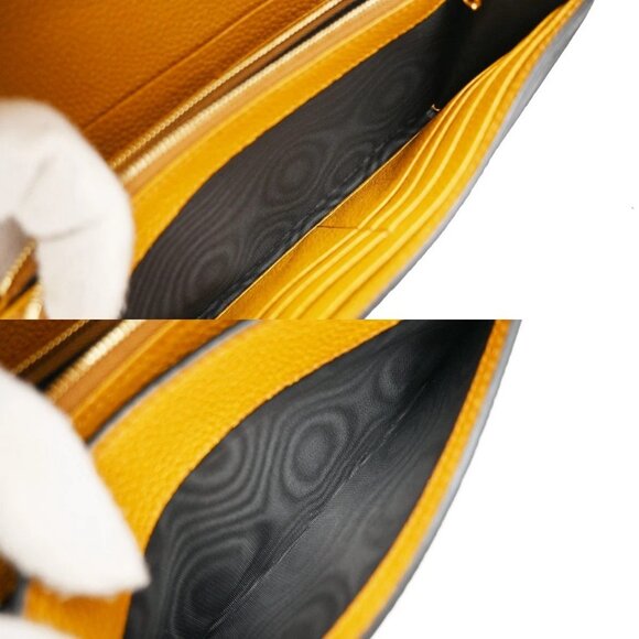 GUCCI GG Logo Horsebit Bifold Long Wallet Leather Yellow Italy 32EF698 - Picture 13 of 15